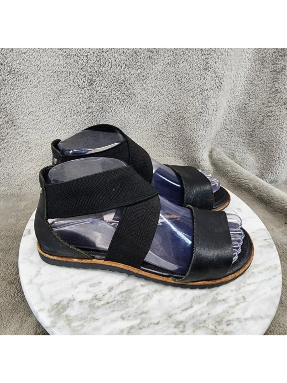 Sorel Shoes Womens Size 6.5 Ella Black Leather Sandals *Read*